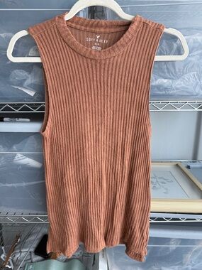 American Eagle Outfitters Ribbed Tank Top - Rusty Orange